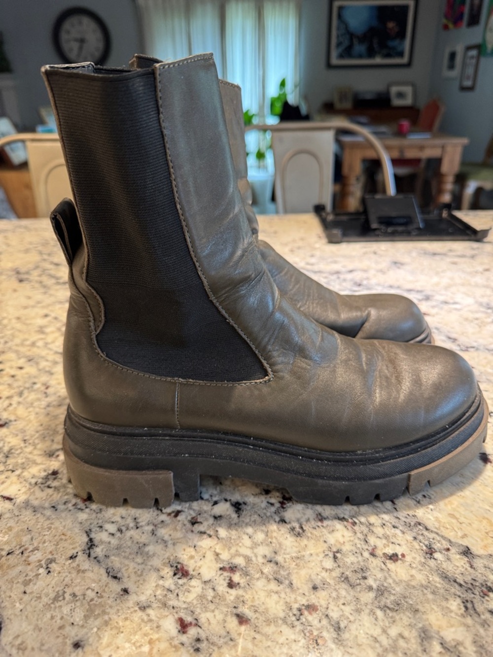 Women’s Olive Green Moto Boots with Lug Sole - Zara